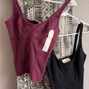 Universal Ribbed Camisole in Burgundy and Black